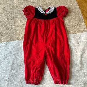 <3 Vintage Romance Velvet Romper 12M